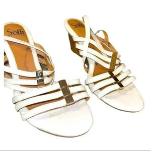 SOFFT white patent leather strappy sandals